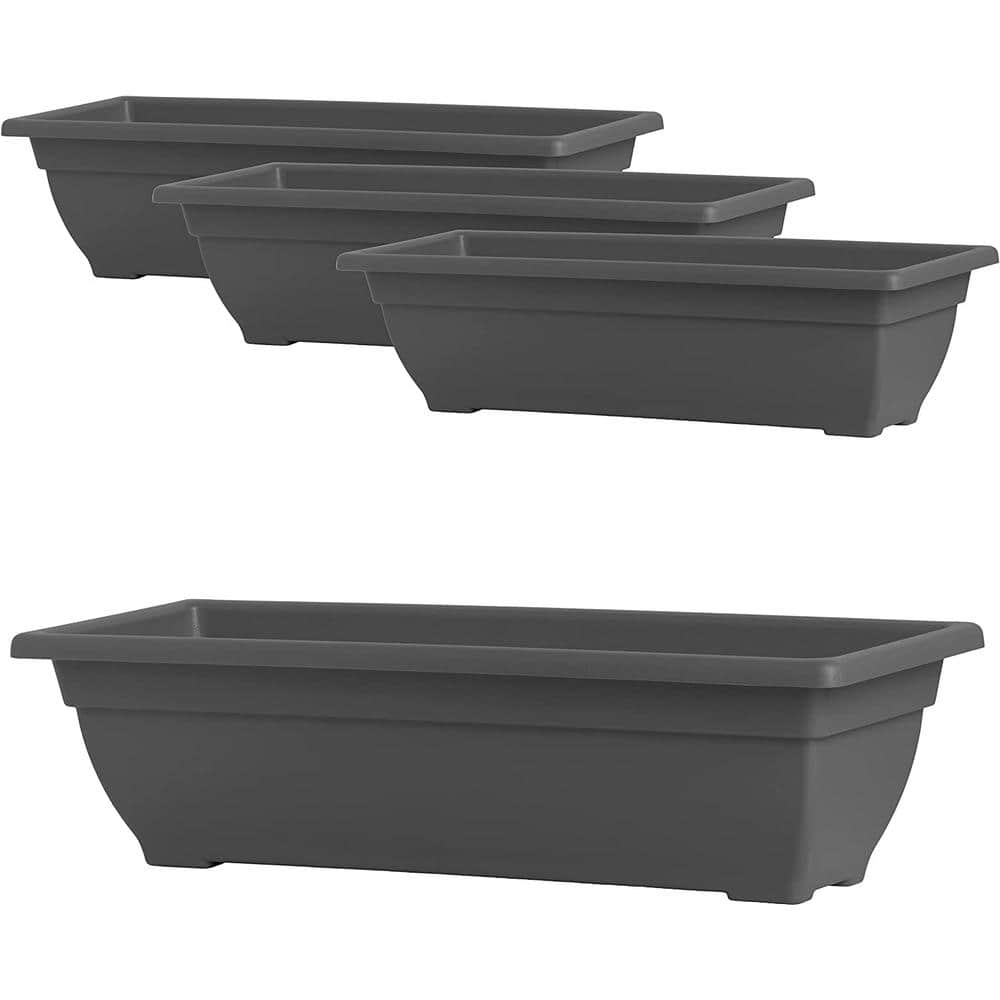 Cubilan Rectangle Planter Box, 24 in. Indoor/Outdoor Rectangular Planter, Durable UV Resistant