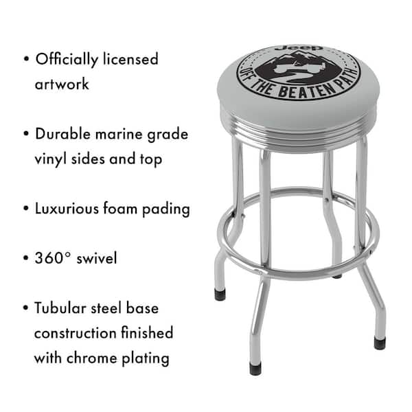 Jeep Black Mountain 29 in. White Backless Metal Bar Stool with