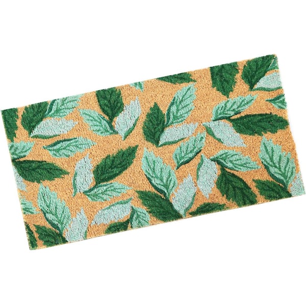 Sunnydaze PVC and Coir Doormat - Spring Green Leaves