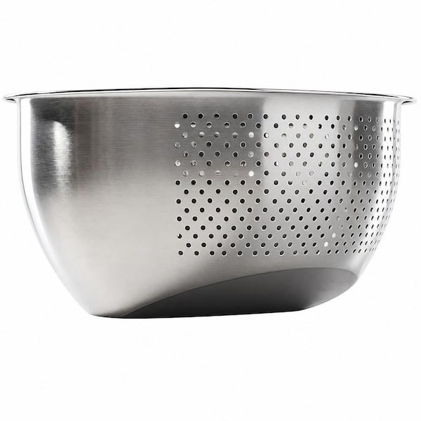Fine Inclined Fast Drain Rice Washer Strainer Bowl, 304 Stainless Steel, Multi-use Kitchen Colander Set of 1 for Fruits