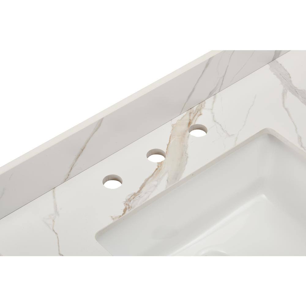 Calacatta White Composite Double Vanity Top with Sinks