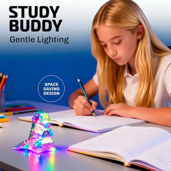 BETTERBEAM 6 in. Prisma Dinosaur USB Multicolor Integrated LED