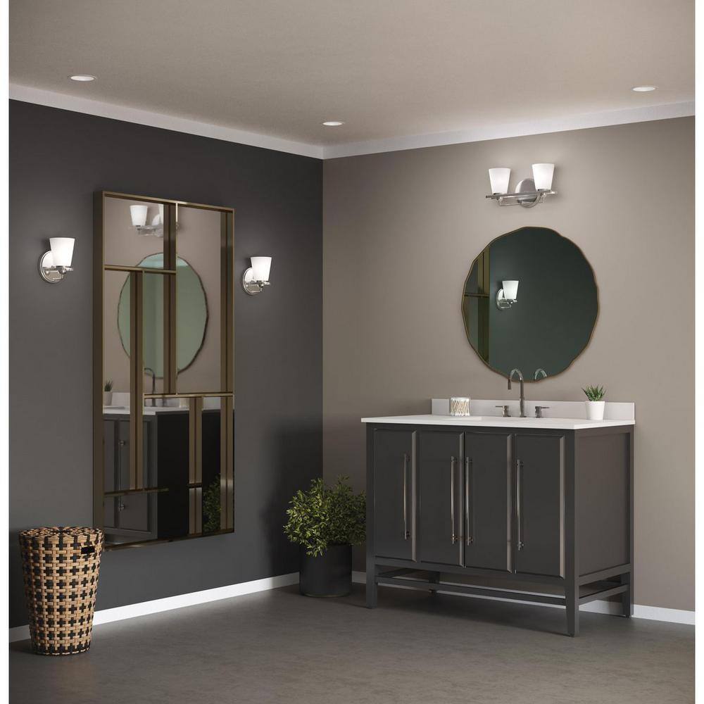 Polished Chrome 1-Light Wall Sconce with Etched Glass Shade