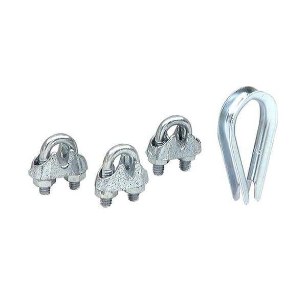Lehigh 3/32 in.-1/8 in. Wire Rope Thimble and Clamp Set