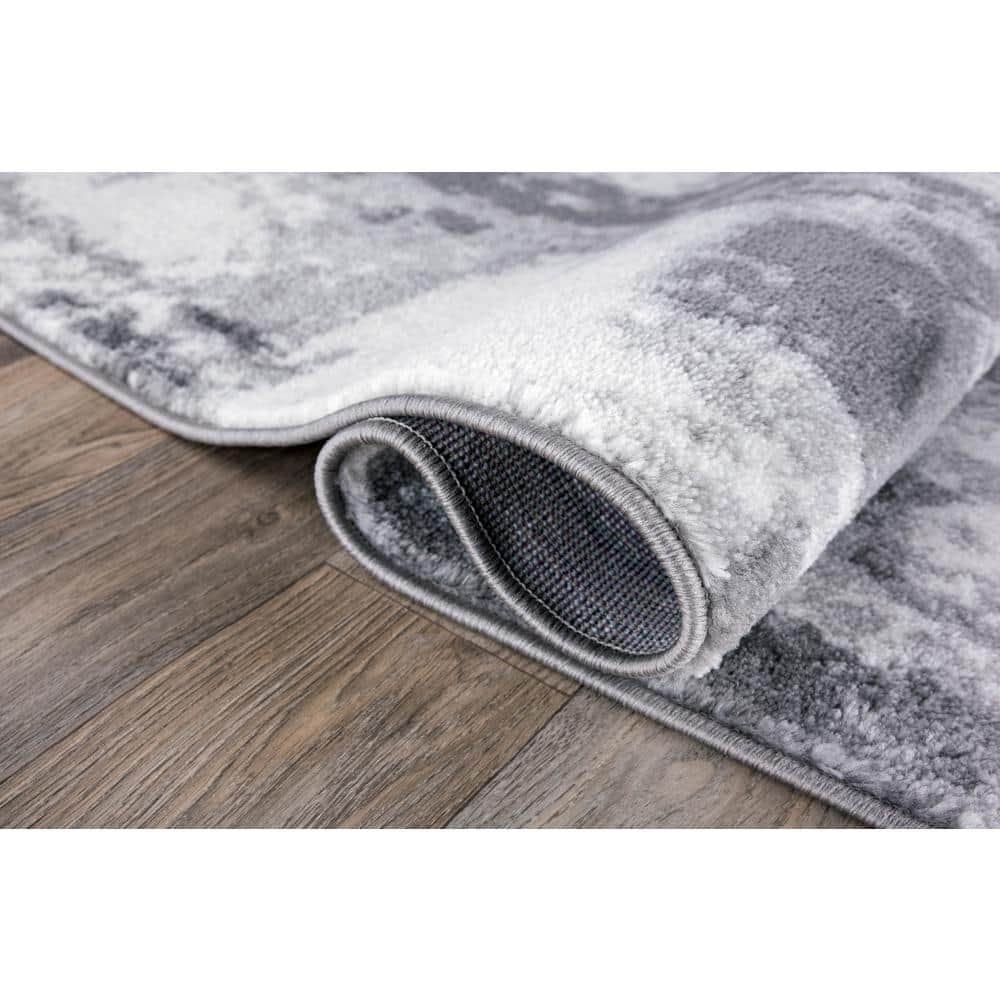 Contemporary Abstract Gray Synthetic 95'' Area Rug