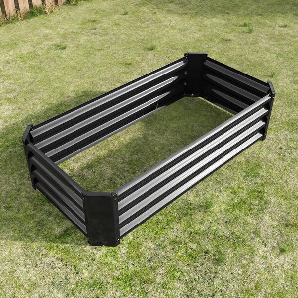 Unbranded - 47 in. L x 24 in. W x 12 in. H Black Outdoor Metal Raised Garden Bed, Planter Box for Vegetables, Flowers, Herbs, Plants