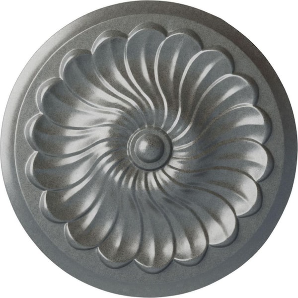 Ekena Millwork 12-1/4 in. x 2-1/4 in. Flower Spiral Urethane Ceiling Medallion (Fits Canopies upto 2 in.), Platinum