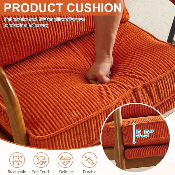 Karl home Orange Corduroy Arm Chair Set of 2 K1G98000165