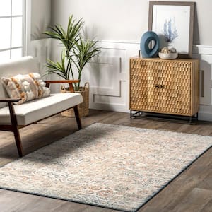 Theresia Vintage Floral Beige 5 ft. x 8 ft. Area Rug