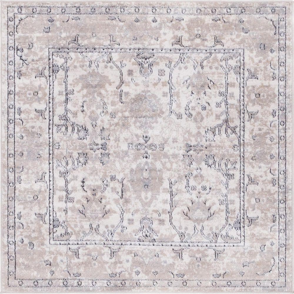 Unique Loom Portland Central Ivory 4 ft. x 4 ft. Square Area Rug ...