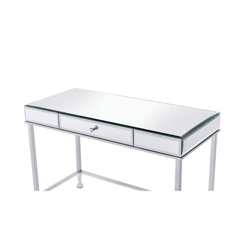 Mirrored Chrome Finish Writing Desk with Drawer