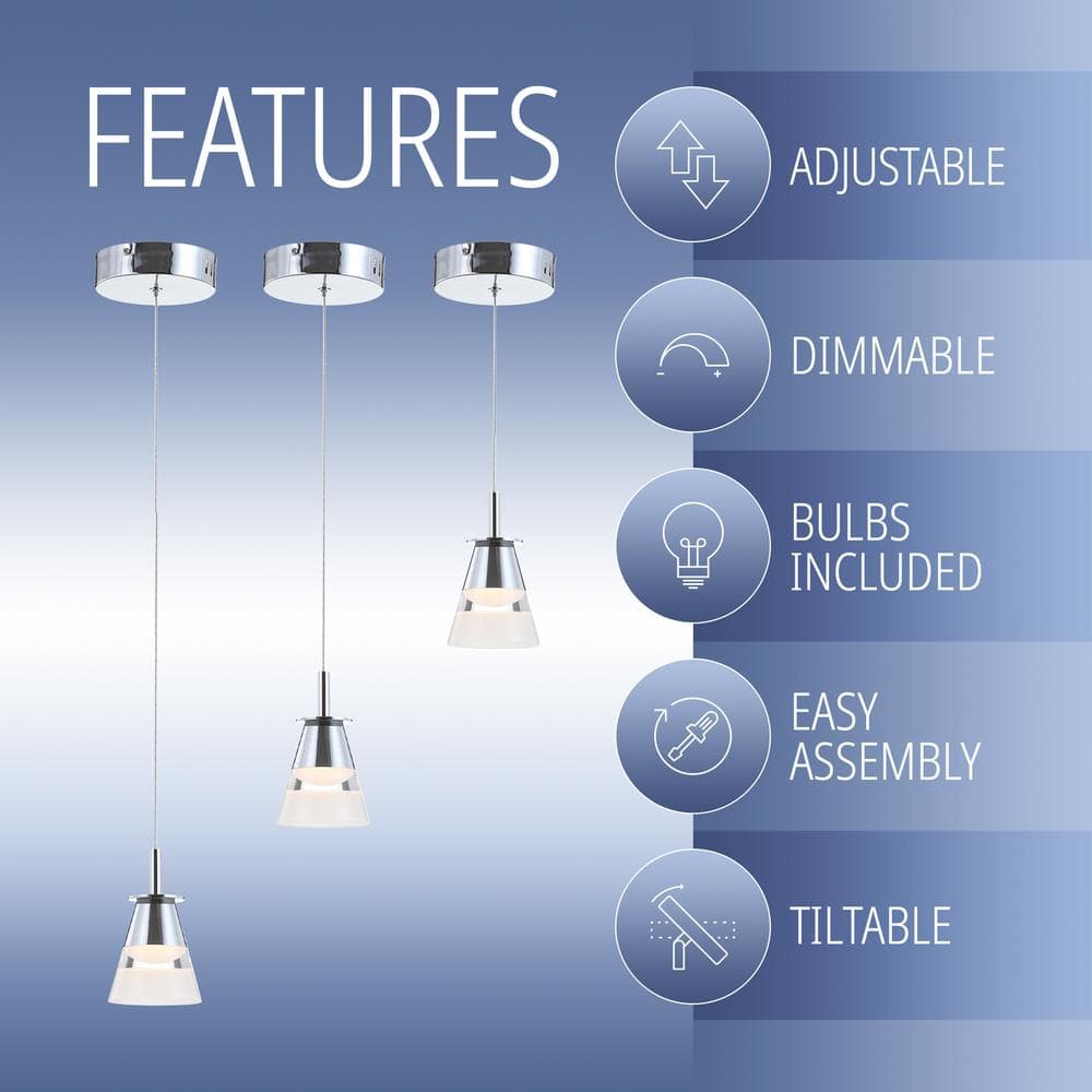 Alain 5" Chrome Polished Adjustable LED Pendant Light