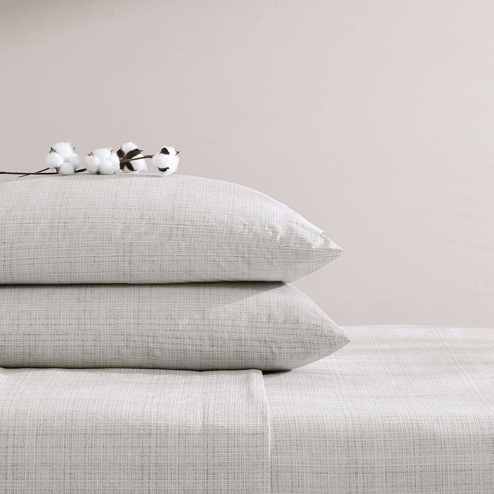 Gray Geometric Cotton Percale Queen Sheet Set