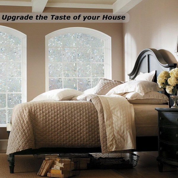 35.4 in. x 78.8 in. No Glue Self Static Removable Frosted Glass Privacy Window Film, Tulip