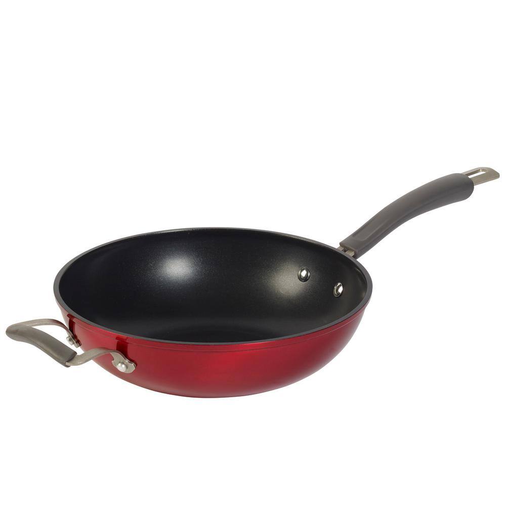 Epicurious Translucent HardAnodized Aluminum Stir Fry Pan in Red with