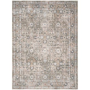 Astra Machine Washable Gold Grey 5 ft. x 7 ft. Distressed Traditional Area Rug