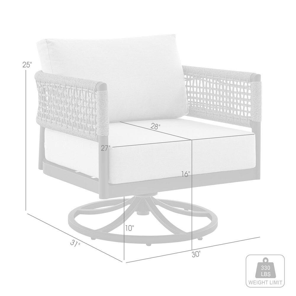 Felicia Gray Aluminum Outdoor Swivel Rocking Chair with Cushions