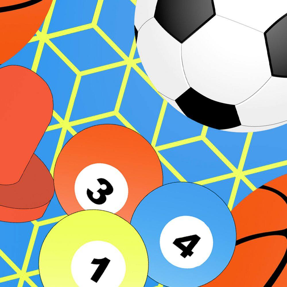 Multicolor 45-Inch 5-in-1 Multi-Game Table with Billiards, Foosball, Ping Pong, Hockey, and Basketball