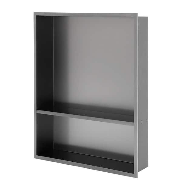 17 in. W x 21 in. H x 4 in. D Shower Niche Set of 1 Pieces in Gunmetal Black with Shelf