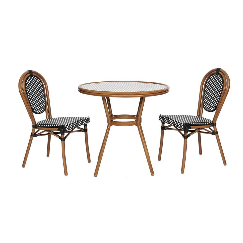 Brown 3-Piece Aluminum Outdoor Dining Set