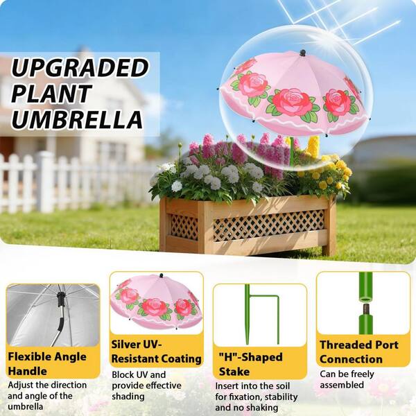 flower shaped patio umbrella Garden Umbrellas for Plants, 4 Pack Plant Umbrellas for Outdoor Plants, 25" Garden Plant Shade with Stake for Potted Plants, Adjustable Angle 43.3" Height Plant Sun Shade Cover UV Stir up some midcentury glamor with this classic scalloped umbrella Arden Outdoor 7'5" Polyester Dearden