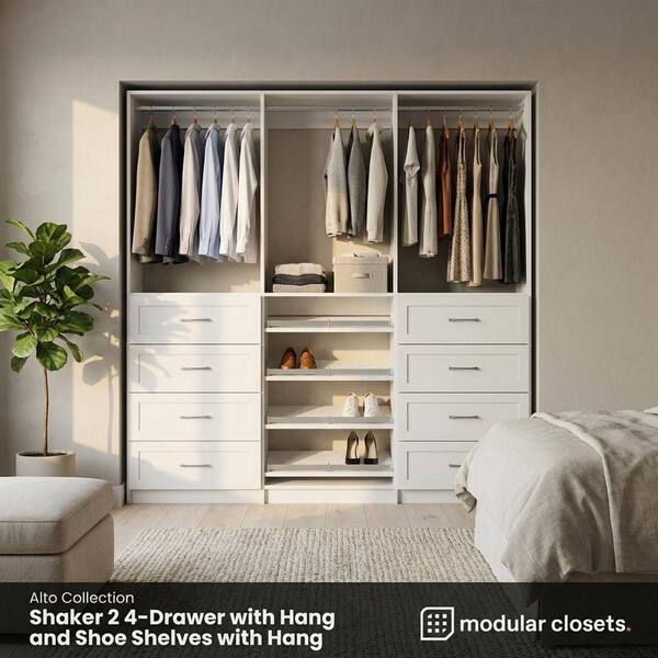 MODULAR CLOSETS Alto 75 in. W White Tower System Shaker 2 4-Drawer