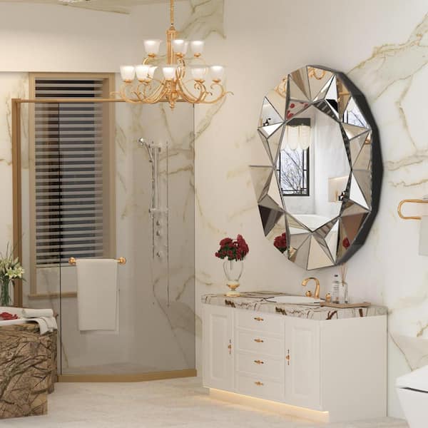 Hasipu 40 in. W x 40 in. H Round Frameless Wall Decor Mirror