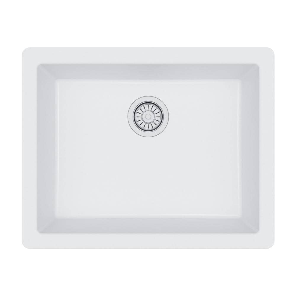 White Quartz 24'' Single Bowl Undermount Kitchen Sink