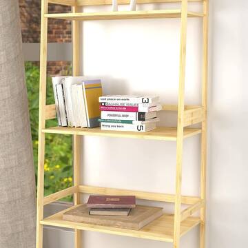Unbranded 11.8 in. Wide 5 Tier Oak Bookshelf Modern Open Bookcase For Bedroom Living Room, Office LH-550