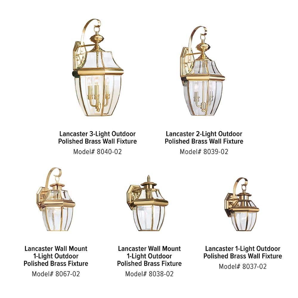 Polished Brass and Bronze Outdoor Lantern with Clear Beveled Glass