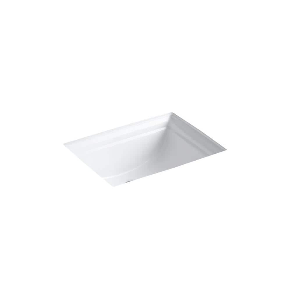 White Rectangular Ceramic Undermount Bathroom Sink