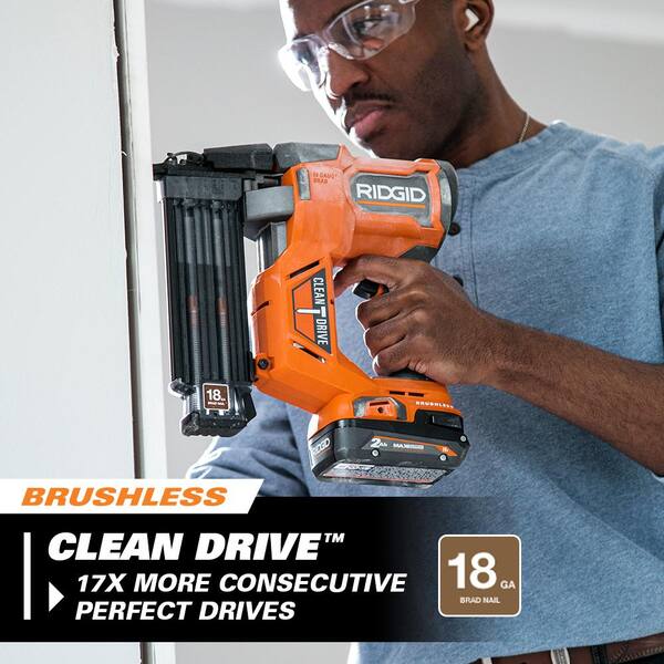 RIDGID 18V Brushless 1/8 Inch 18GA Brad Nailer R09891B