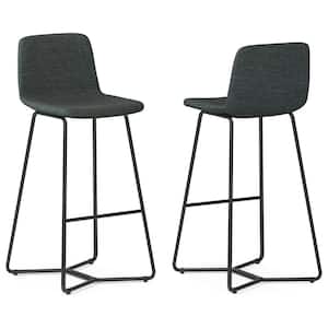 Wilcox Contemporary Bar Stool (Set of 2) in Charcoal Grey Woven Fabric