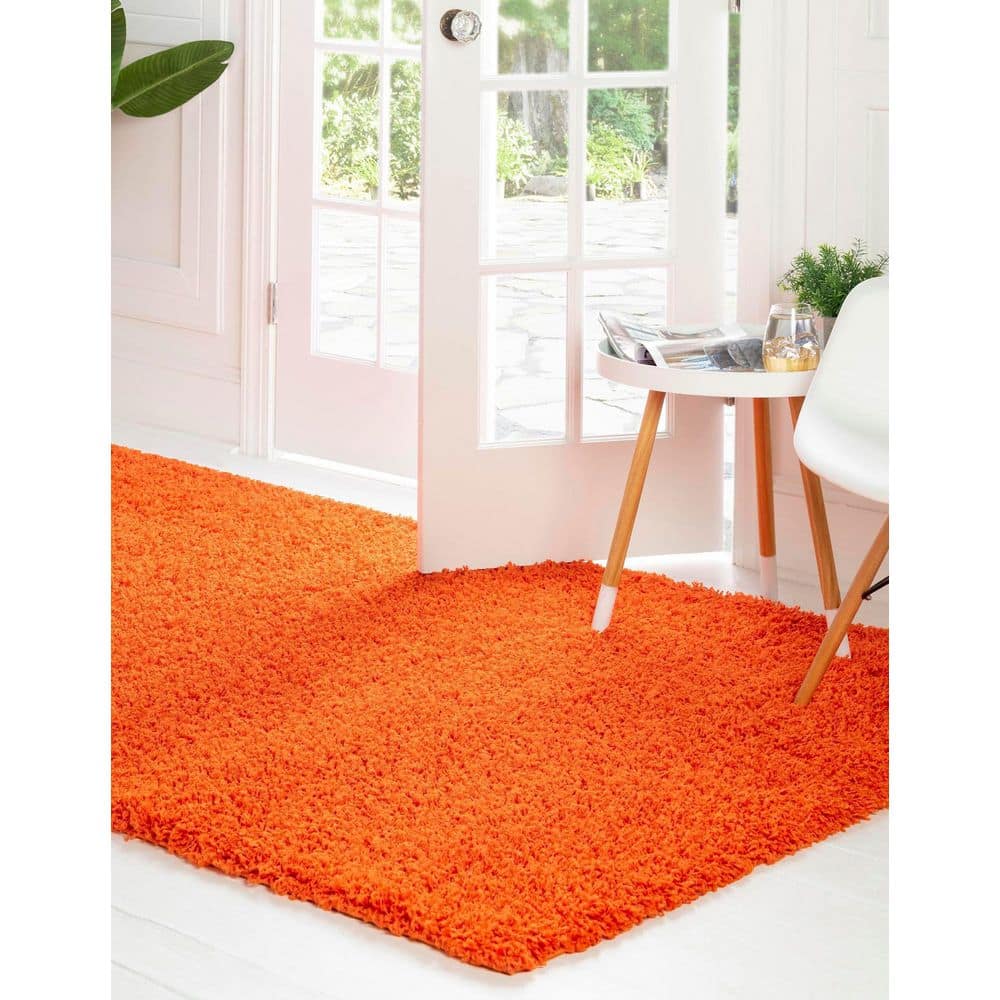 Tiger Orange Rectangular Synthetic Shag Area Rug 2'2" x 3'1"