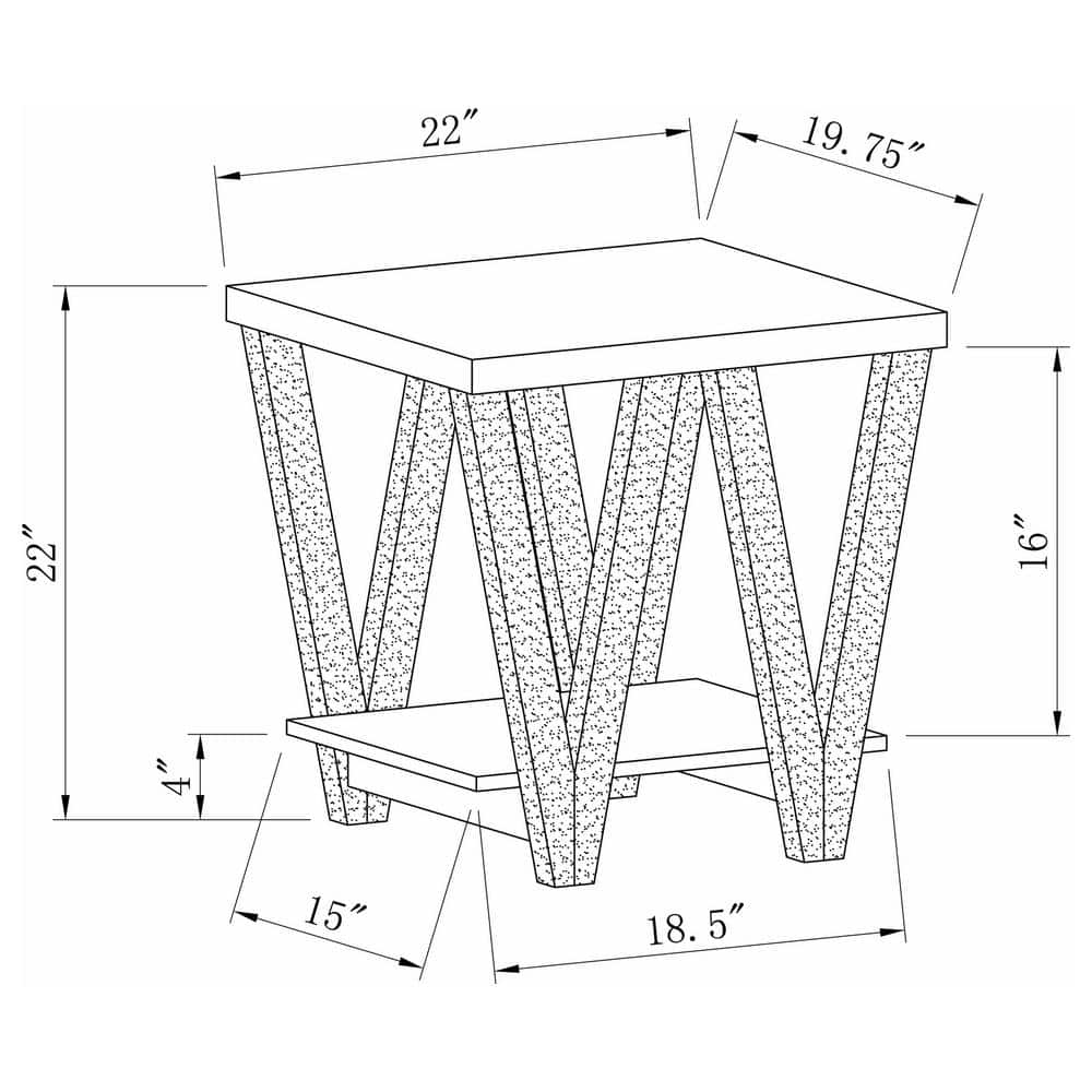 Transitional Black and Gray Wood Rectangular End Table