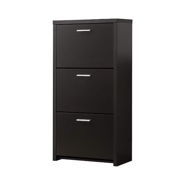 Coaster Home Furnishings 47.25 in. H x 23.5 in. W Black Wood Shoe Storage Cabinet with 3 Fold Out Drawers