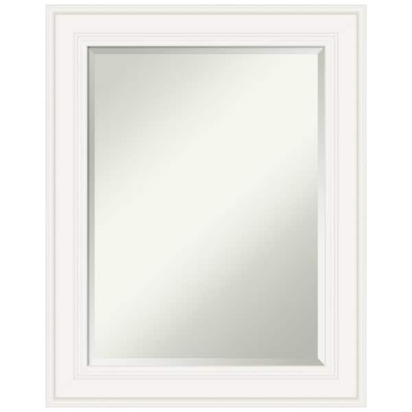 Amanti Art Ridge White 23.5 in. W x 29.5 in. H Framed Beveled Bathroom Vanity Mirror in White