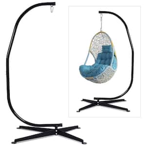 31.5 in. x 43.3 in. x 82 in. Steel Frame C Shape Hammock Stand in Black