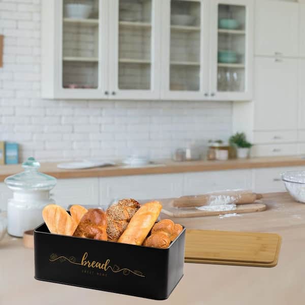 1 Piece Multifunctional Bread Box with Bamboo Cutting Board Lid Kitchen Storage Set for Kitchen Countertop
