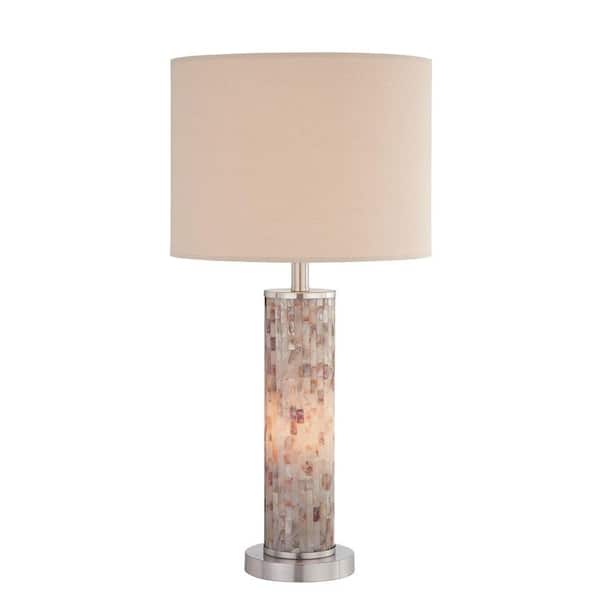 Illumine 29 in. Polished Steel Shell Body Table Lamp