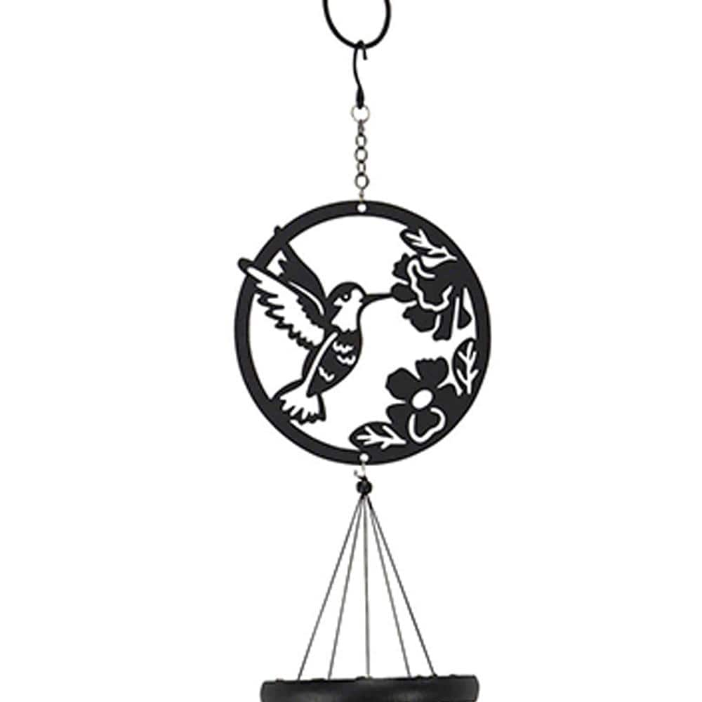 Classic Black Aluminum Hummingbird Outdoor Wind Chime 40"