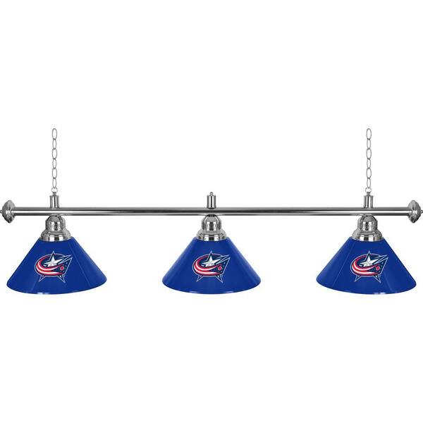 Trademark Global NHL Columbus Blue Jackets 60 in. Three Shade Gold Hanging Billiard Lamp