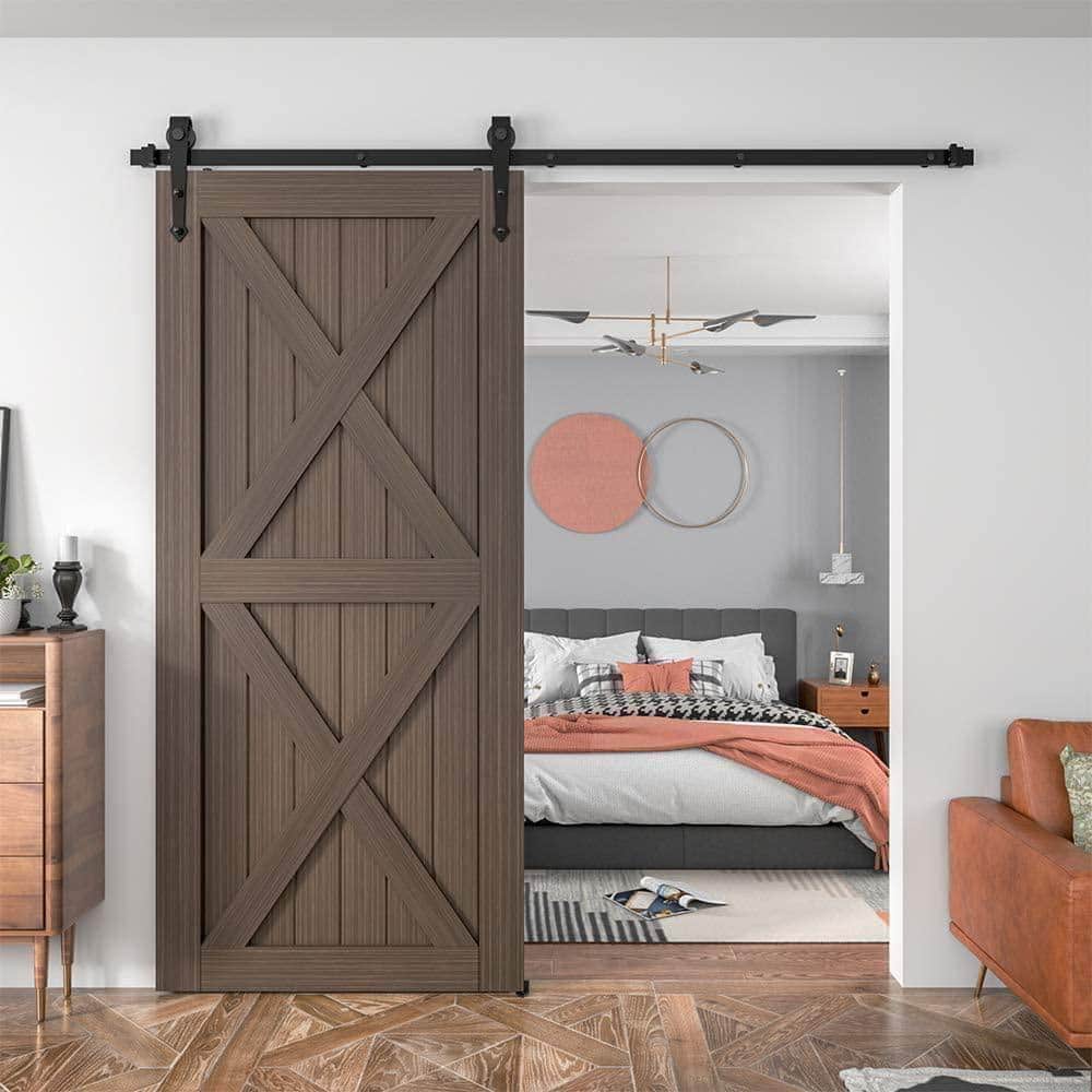 60-inch Matte Black Steel Sliding Barn Door Hardware Kit