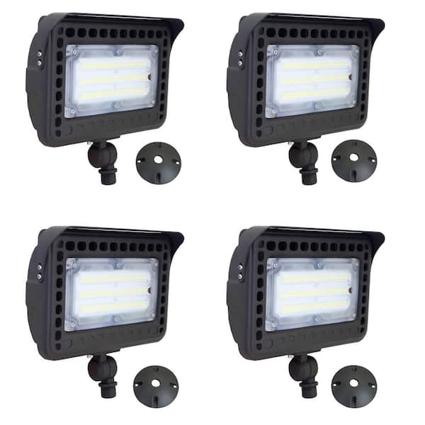 750-Watt equivalent 18000 Lumen 120° Brown Dusk to Dawn Integrated LED 5000K Outdoor Flood Light for Courts 4-Pack