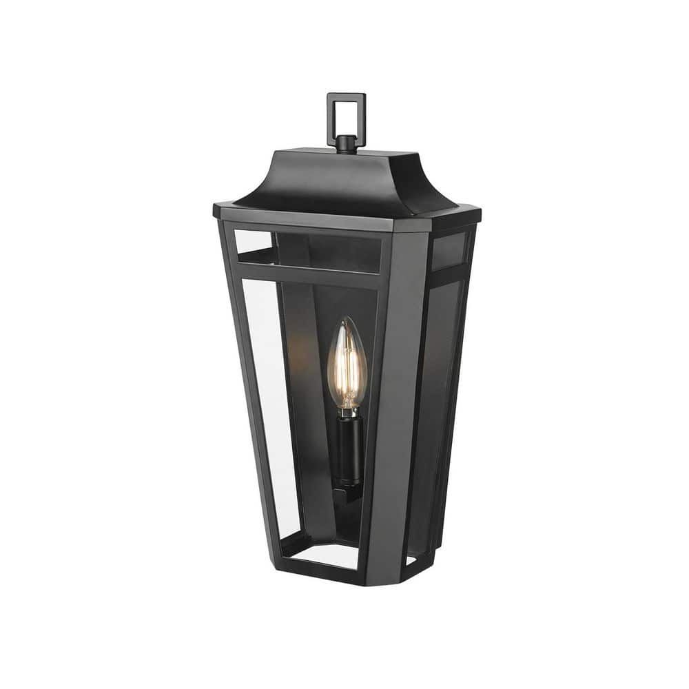 Sumerlin 14.5 in. 1-Light Powder Coated Black Outdoor Wall Sconce with Clear Glass price history on PriceWatchPro