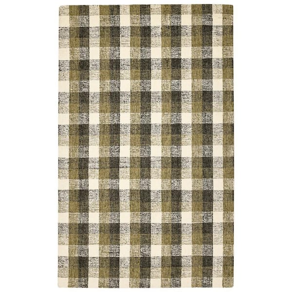 4 ft. x 6 ft. Multi-Colored and Ivory Wool Plaid Hand Tufted Area Rug