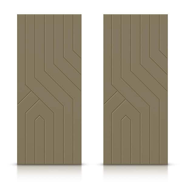 CALHOME 48 in. x 80 in. Hollow Core Olive Green Painted Composite MDF Interior Double Closet Sliding Doors