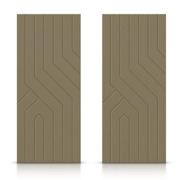 CALHOME 84 in. x 96 in. Hollow Core Olive Green Painted Composite MDF Interior Double Closet Sliding Doors
