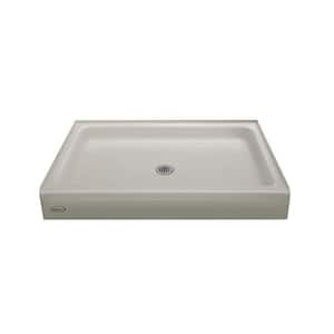 PRIMO 60 in. L x 36 in. W Alcove Shower Base with Center Drain in Oyster