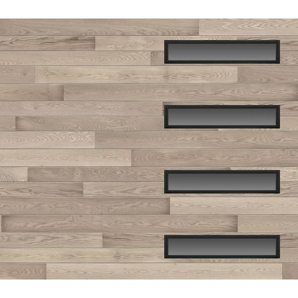 Modern Steel 8 ft. X 7 ft. 18.4 R-Value Insulated Wook Look Plank Coastal Gray Garage Door with Slim Windows